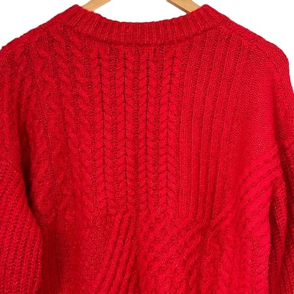 Old Navy Red Oversized Chunky Cropped Sweater Size Small - Picture 7 of 12